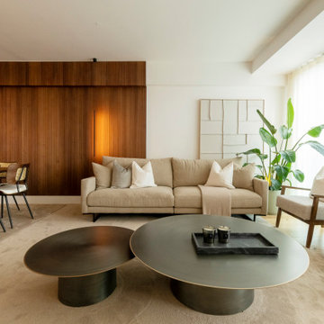 Open Living and Dining Room with Wood Wall, Lisbon