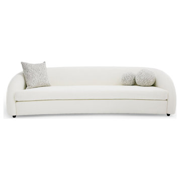 Modrest Joshua Modern 4-Seater Curved White and Taupe Fabric Sofa