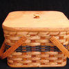 Handmade Large Square Double Pie Carrier Basket with Inside Tray