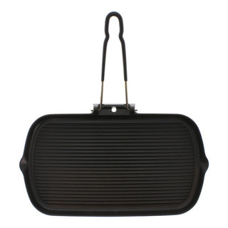 Chasseur French Oval Cast Iron Grill Pan, 18-inch - Black