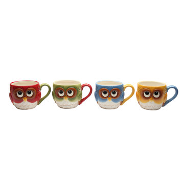 Owl Mugs, Set of 4