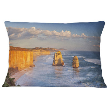 Twelve Apostles on Ocean Road Seashore Throw Pillow, 12"x20"