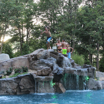 Resort grotto pool with slide