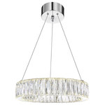 CWI Lighting - Juno LED Chandelier With Chrome Finish - Build your design scheme around this circular light piece and create a luxe living space with ease. The Juno 20 inch LED Chandelier is styled with a single halo covered in faceted crystals and integrated with LEDs. This light fixture delivers an even gleam and diffuses a glamorous touch to wherever it is placed. Feel confident with your purchase and rest assured. This fixture comes with a three years warranty against manufacturers defects to give you peace of mind that your product will be in perfect condition.