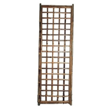 Framed Bamboo Lattice Panel, Square Pattern Opening, 24"x72"