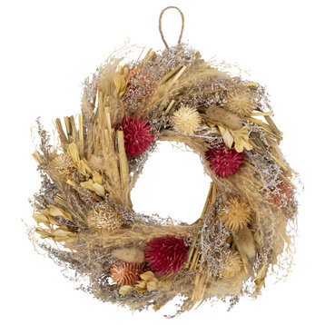Pampas Grass and Dried Floral Spring Wreath 11"