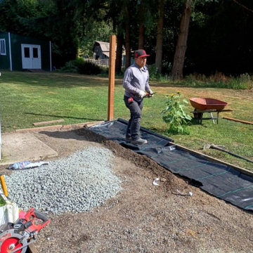 During Installation of weed proof pathway