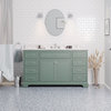 Aria 60" Bathroom Vanity, Sage Green, Carrara Marble, Single Vanity