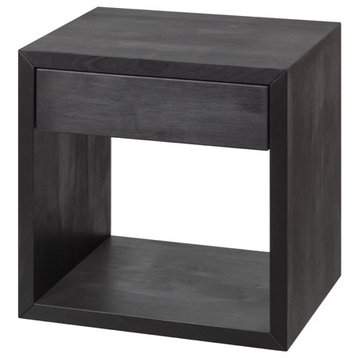 Floating Nightstsand Cubic Hugo with Drawer, Black Birch