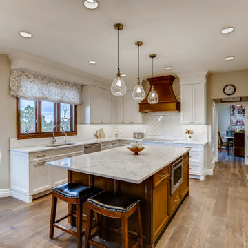 Wood Accent Warms up white kitchen