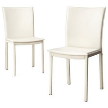 Riley Faux Leather Dining Chair Ivory Set of 2 : Target