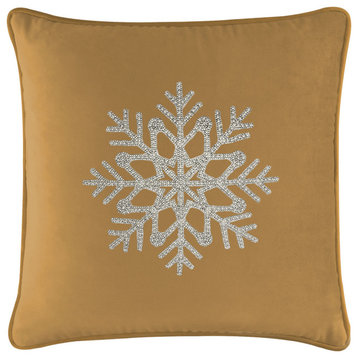 Sparkles Home Rhinestone Snowflake Pillow - 20x20" - Gold Velvet