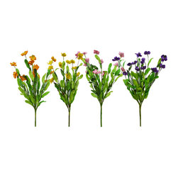 Shea's Wildflower - Buttercup Bush Sprays, Set Of 4 - Wreaths And Garlands