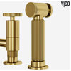VIGO Cass Widespread Bridge Kitchen Faucet, Sprayer, Matte Brushed Gold