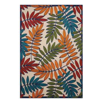 Aloha Multicolor 8 ft. x 11 ft. Botanical Contemporary Indoor/Outdoor Area Rug