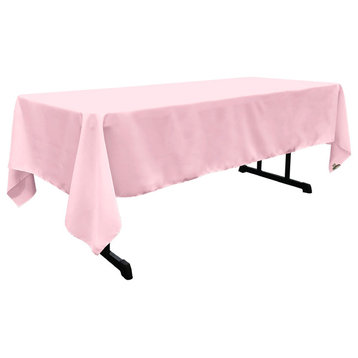 LA Linen Rectangular  Polyester Poplin Tablecloth, Light Pink, 60"x102"