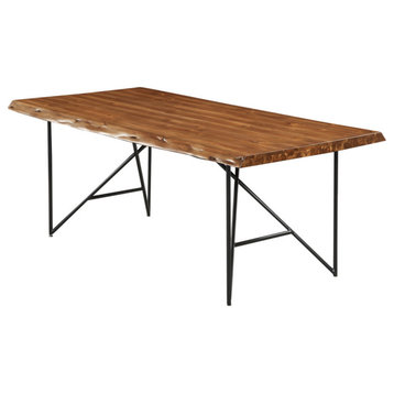 Live Edge Solid Wood Dining Table, Light Walnut