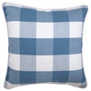 Blue Throw Pillow Cover, Gingham & Buffalo Checks 22"x22" Cotton, Blue Plaid