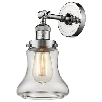 Bellmont 1-Light Sconce, Clear Glass, Polished Chrome