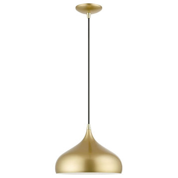 Livex Amador 1 Light 12" Pendant, Soft Gold-Polished Brass Accents