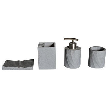 ALFI brand ABCO1019 5 Piece Solid Concrete Gray Matte Bathroom Accessory Set