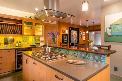 サクラメントにある高級な中くらいなエクレクティックスタイルのおしゃれなキッチンの写真