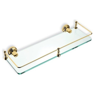 Clear Glass Bathroom Shelf, Gold