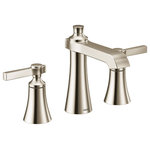 Moen - Moen Two-Handle Bathroom Faucet Polished Nickel, TS6984NL - The Flara bathroom suite beautifully blends timeless classics with contemporary flair. The faucets bold details, clean lines and expressive, gestural flared surfaces combine with slim proportions and a tall, elegant stature for a striking appearance. The Flara bathroom suite includes single-handle and two-handle faucet options, matching tub/shower fixtures, a tub-filler faucet, and a broad selection of matching accessories that provides a cohesive look throughout the bath.