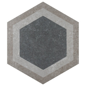 Traffic Hex Combi Grey Porcelain Floor and Wall Tile