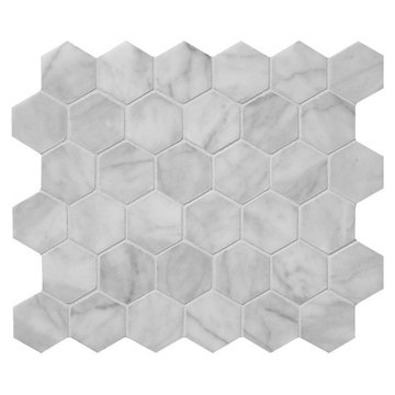Carrara T Honed 10 3/8×12 Hexagon Marble Mosaics