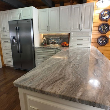 Kitchen that brightens up a West Coast Log Home