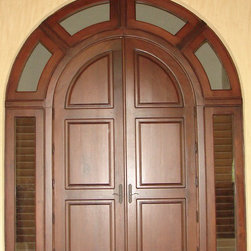Mahogany Arched Impact Doors - Front Doors