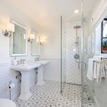 Mosaic Tiles in Master Bathroom -Contemporary Modern House in South Bay