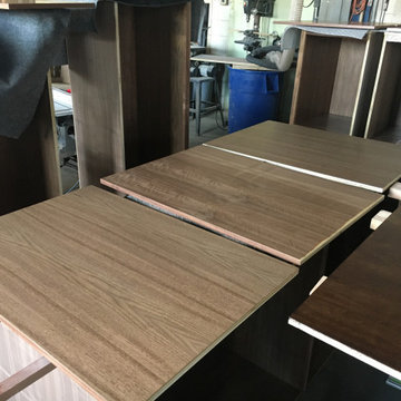 Custom built-ins for living room in progress - walnut natural finish