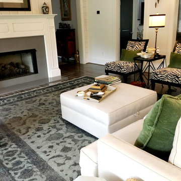 Modern Living Room Design inspired by Traditional Persian Tabriz Overdyed Rug!