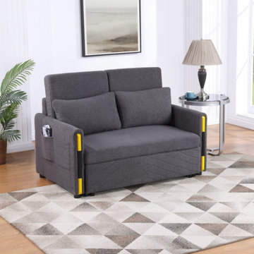 Percy 55.5" Velvet Sleeper Loveseat with Side Pockets