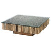 Melika Coffee Table, Natural Wood, Driftwood With 12Mm Tempered Glass Top