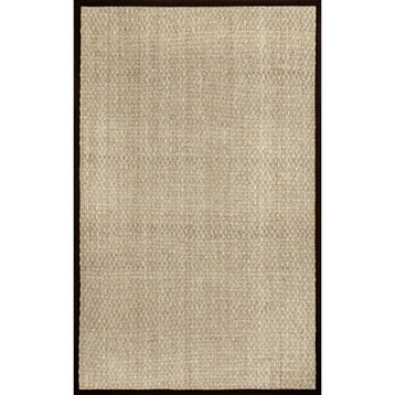 Farmhouse Indoor/Outdoor Area Rug, Wavy Patterned Seagrass, Black/8'
