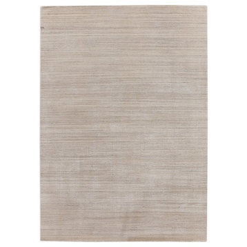 Palazzo Hand Loomed Wool and Bamboo Silk Light Gray/Beige Area Rug, 10'x14'
