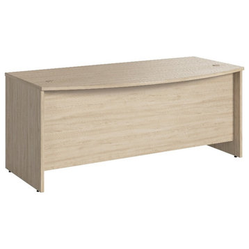 Bowery Hill 72W x 36D Bow Front Desk in Natural Elm - Engineered Wood