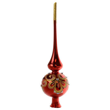 inchVictoriainch Red Glass Christmas Tree Topper
