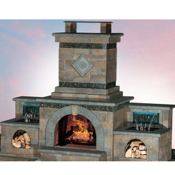 Fully-Assembled Wood-Burning Outdoor Fireplace - Landscaping Stones And Pavers