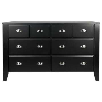Cleary Contemporary Faux Wood 6 Drawer Double Dresser, Black