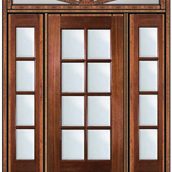 Prehung French Side lights-Transom Door 96 Mahogany 3/4 Lite 8 Lite - Patio Doors