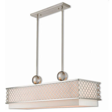 Traditional Glam Six Light Chandelier-Brushed Nickel Finish - Chandelier