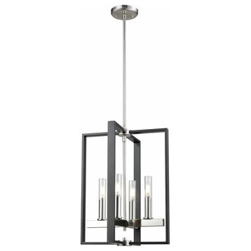 Blairmore 4 Light Foyer Pendant in Satin Nickel-Graphite with Clear Glass