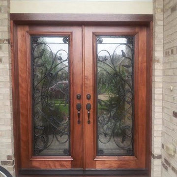 Wood Doors with Wrought Iron