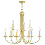 Livex Lighting - Livex Lighting 42687-02 Estate - Nine Light 2-Tier Chandelier - This elegant classic chandelier is impeccably desiEstate Nine Light Ch Polished Brass *UL Approved: YES Energy Star Qualified: n/a ADA Certified: n/a  *Number of Lights: Lamp: 9-*Wattage:60w Candelabra Base bulb(s) *Bulb Included:No *Bulb Type:Candelabra Base *Finish Type:Polished Brass
