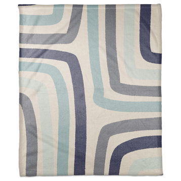Abstract Blue Stripes 50x60 Coral Fleece Blanket