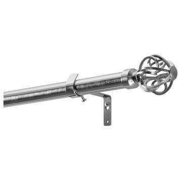 Modern Orb Extendable Metal Rod Set, 52" 144", Nickel
